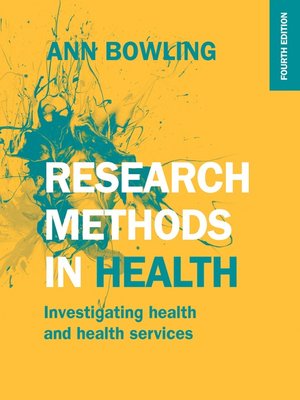 cover image of Research Methods in Health